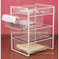 4 Tiers White Wire Basket Drawer (LJ2005)